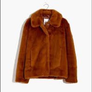 Madewell Women's Faux Fur Brown Crop Coat Size Small